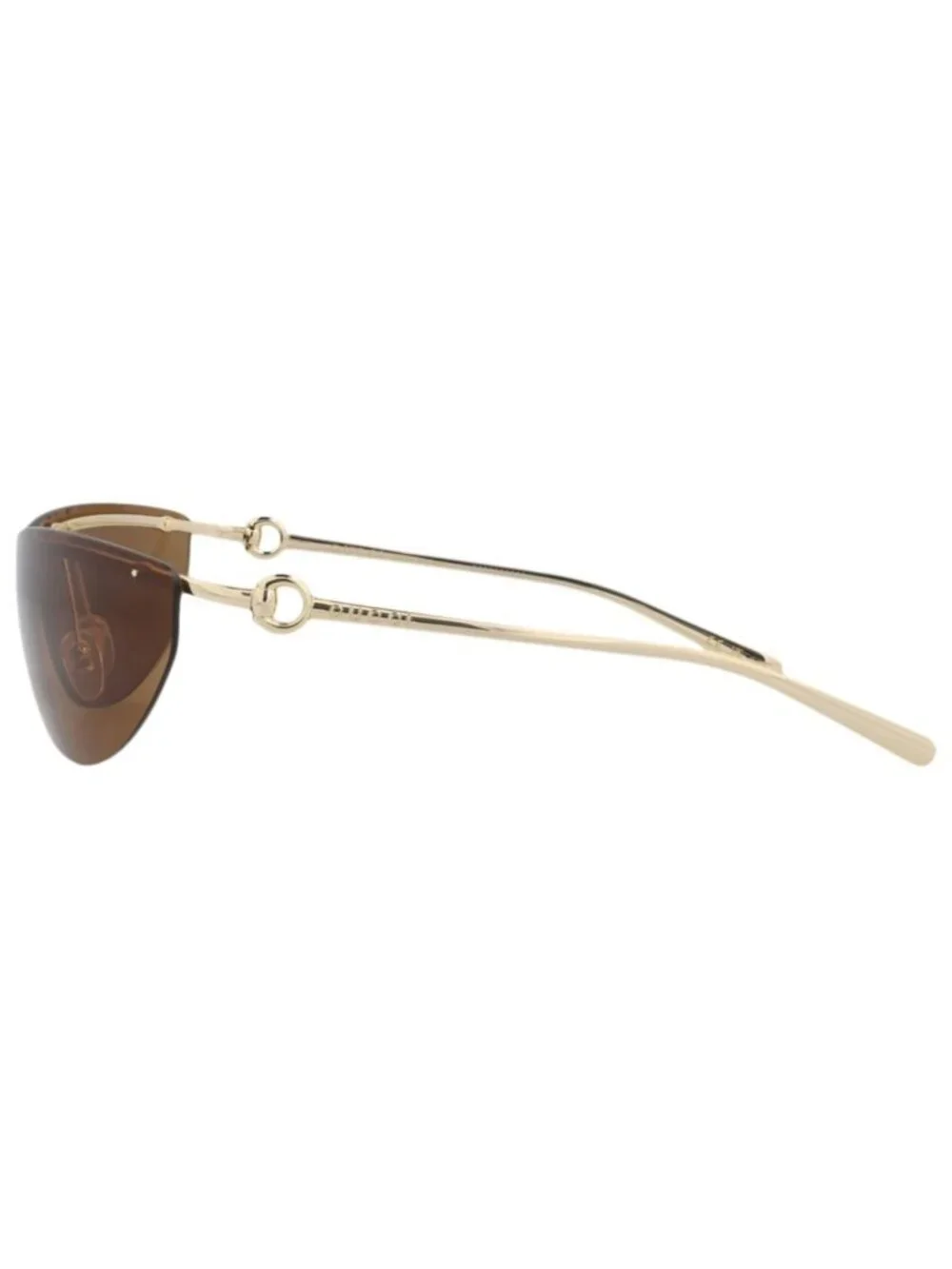 New Gucci Women's Sunglasses Shield Wrap Metal Frame Gold Gold Brown